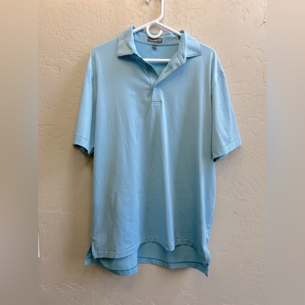 Peter millar striped men’s golf polo size LG . Preppy luxury READ !